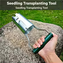 Seedling Planter Stainless Steel Seeder Excavator Horticultural Wood Handle Hole Drilling Seedling Transplanting Flower Planting