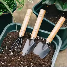 Gardening Tools 3 PCS Set Iron Shovel Rake for Garden Potting Flowers Soil Loosening Planting Transplanting Hand Tools Kit