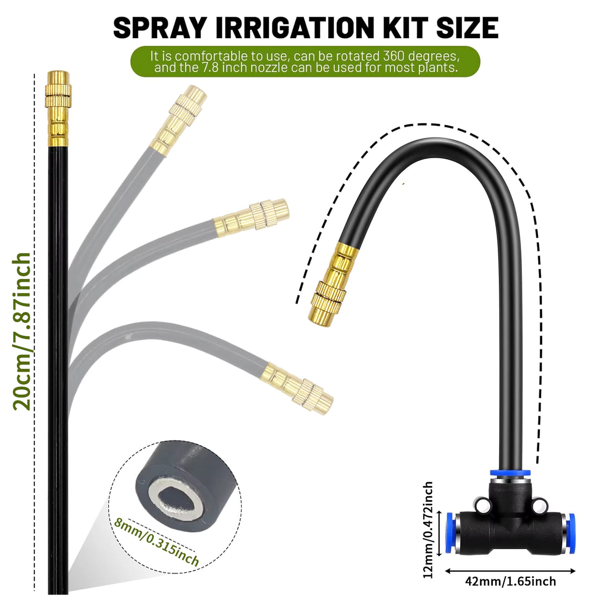 20/30/50cm 360° Free-bend Misting Nozzle Adjustable Brass Atomization Sprayer Garden Irrigation Watering for 6/8/10/12mm PE Hose