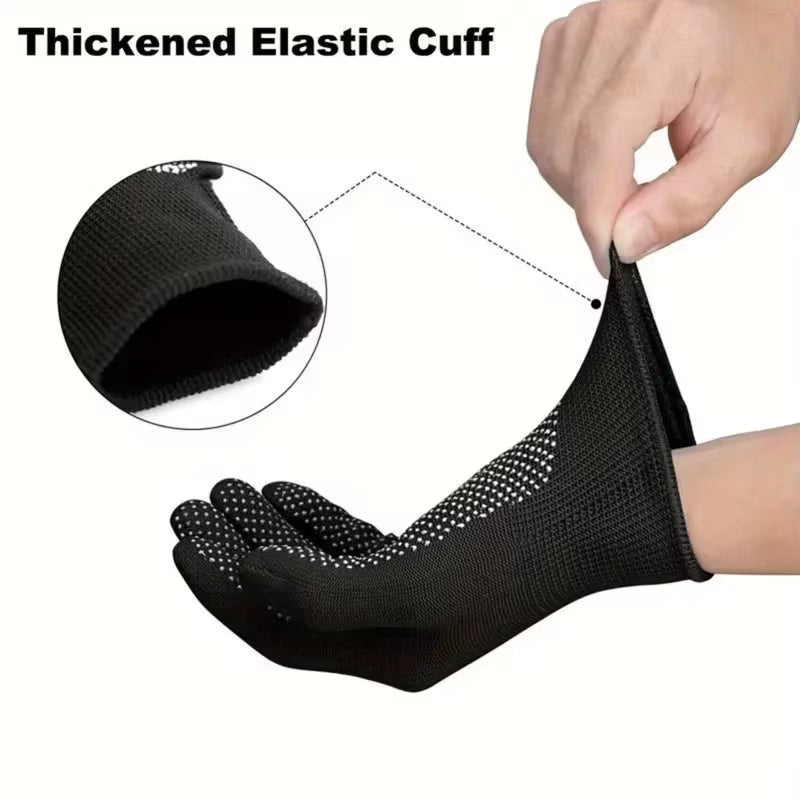 2-12Pairs Gardening Gloves Stretchy Nylon Gloves Anti-Slip Dots Knitted Safety Work Gloves for Men Women Outdoor Working Fishing