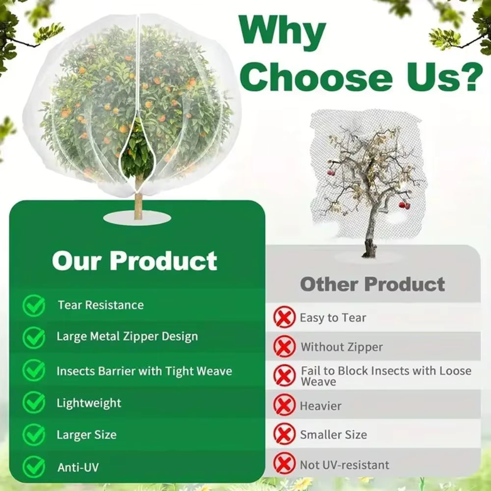 Zip Drawstring Plant Insect Screen Cover Pest Control Plant Protection Fruit Tree Protective Netting Lightweight Mesh