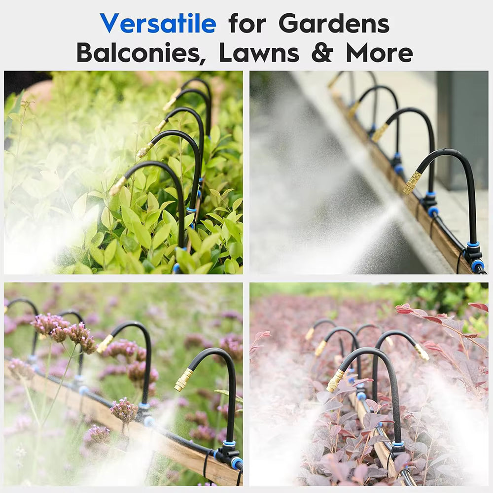 20/30/50cm 360° Free-bend Misting Nozzle Adjustable Brass Atomization Sprayer Garden Irrigation Watering for 6/8/10/12mm PE Hose