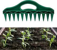 12-Hole Seed Planter Tool for Raised Beds & Pots - Fixed-Spacing Garden Dibber, Hand-Depth Control (Solid 190g)