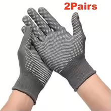 2-12Pairs Gardening Gloves Stretchy Nylon Gloves Anti-Slip Dots Knitted Safety Work Gloves for Men Women Outdoor Working Fishing