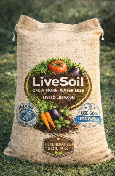 LiveSoil Premium Living Soil Mix | Microbe-Rich Formula for Healthier Plants & 60% Less Water