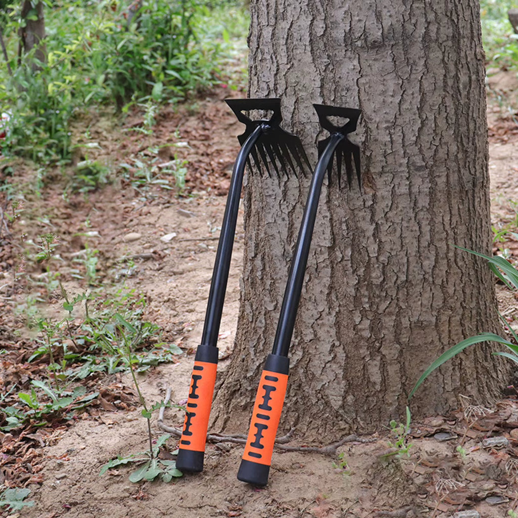 5/6/8/11 Teeth Carbon Steel Garden Hand Rake,2 In 1 Agricultural Manual Weeding Tools for Yard,Multifunction Gardening Hoe Rake